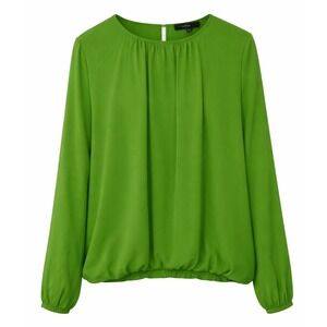 Tommy Hilfiger Blouse Women Large Green Long Sleeve Minimalist Preppy Chic